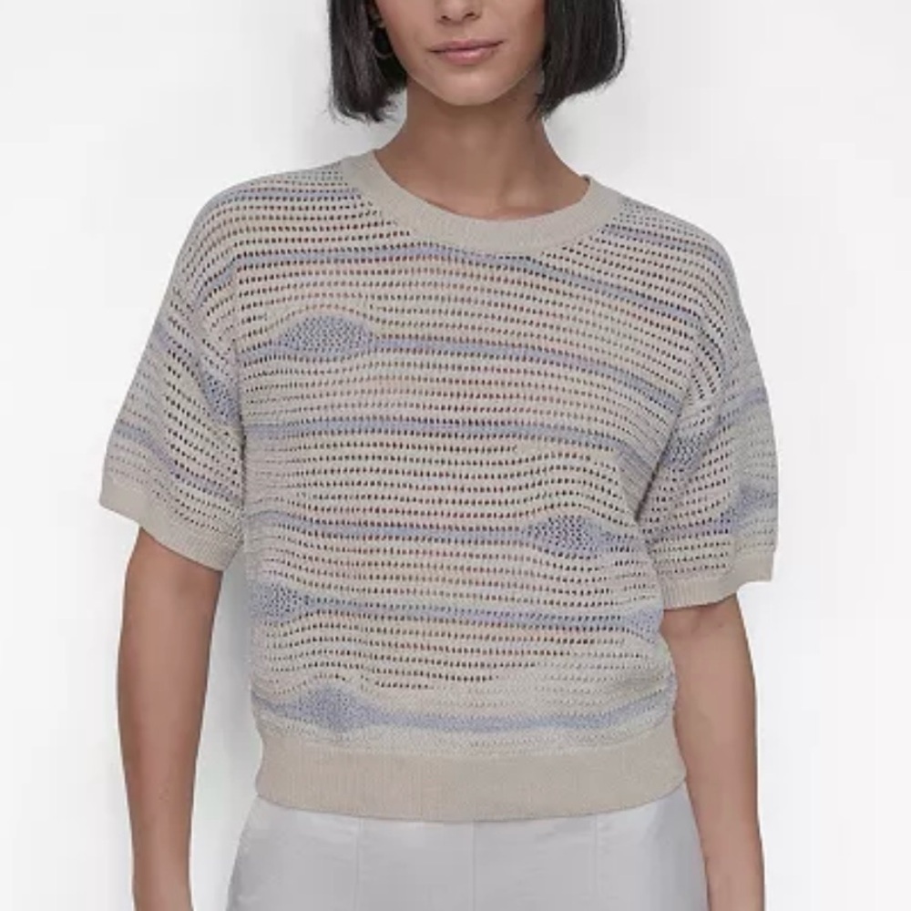 DKNY Short-Sleeve Crochet Top